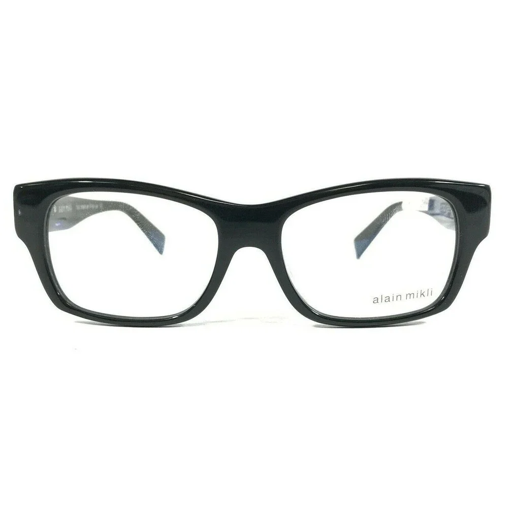 Alain Mikli Eyeglasses Frames AL5002 0106 Shiny Black Square Thick Rim 54-17-135